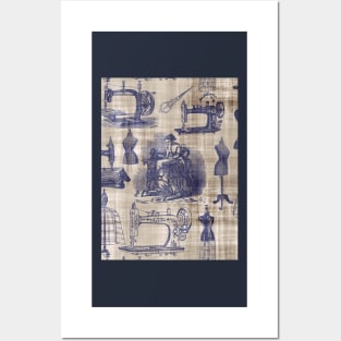 Vintage Sewing Toile Posters and Art